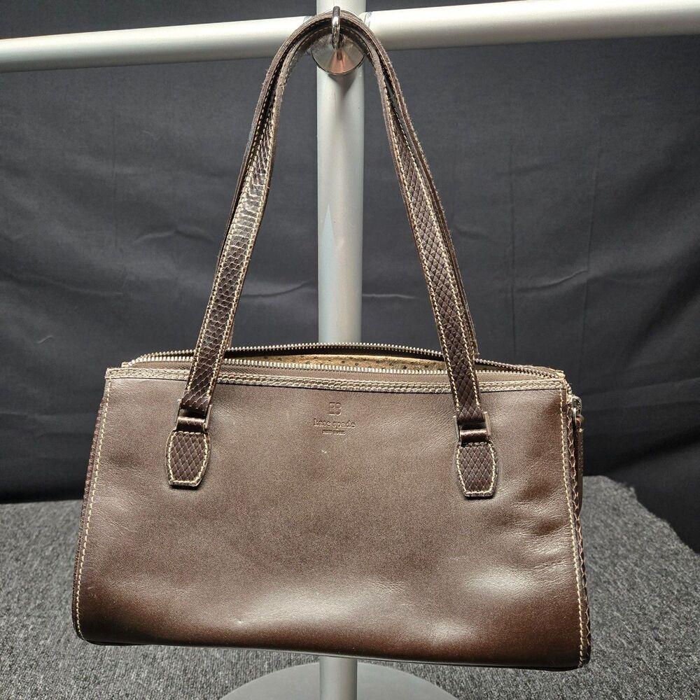 Kate Spade Italian Leather Purse Brown Suede Interior Handbag Made in Italy